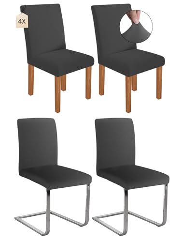 Dmyifan Stretch Stuhlhussen Schwingstühle, Abnehmbarer Waschbarer Stuhlbezüge, Chair Cover für Esszimmer, Hotel, Bankett, Partys Deko, Hochzeit (4, Dunkelgrau)