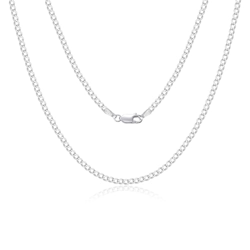 SILBERTALE 925 Sterling Silber Panzerkette Echt Silberkette für Herren Damen 2 mm Breite Dünn Superflache Mehrreihige Kette Hochwertige klassische Halsketten für den Alltag 65 cm