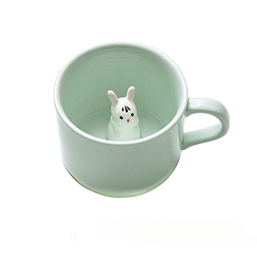 BigNoseDeer Kaffee-Milch-Tee-Keramik-Becher - 3D Tier-Morgen-Schale beste Geschenk Für Morgengetränk und Hochzeiten, Geburtstage, Vatertag (Hase)