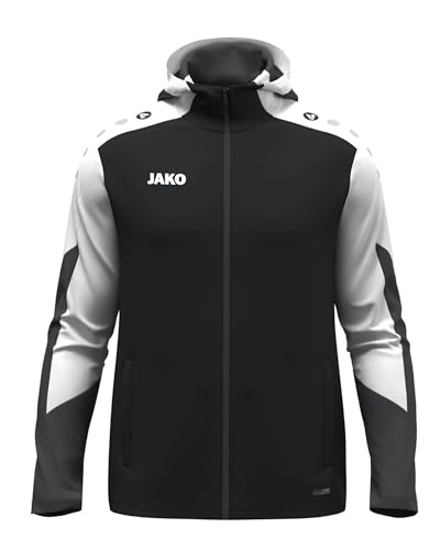 JAKO Unisex Kapuzenjacke Dynamic, schwarz/weiß/anthrazit, XL