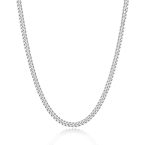 LOCCY Herren Damen Panzerkette Halskette, 3,5/5/6/7/8mm breit Edelstahl Silber Panzerkette Gliederkette Kette Silberkette Hip-Hop Kette Halskette Länge 46-66cm (Silber-3,5MM Breit, 51.00)