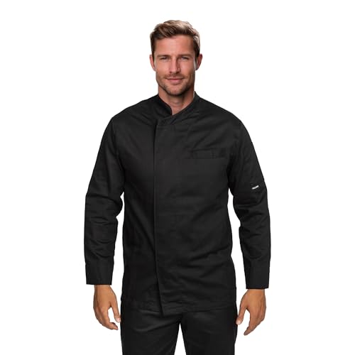 PALLTEX KOTO LS 100% Baumwolle Kochjacke Unisex Kochjacke Damen Kochjacke Herren Kochkleidung Professional Chef Uniform Langarm (Schwarz, L)