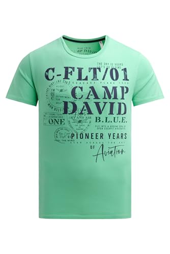 Camp David Herren T-Shirt Rundhals mit Puffprint Flight Green, XXL