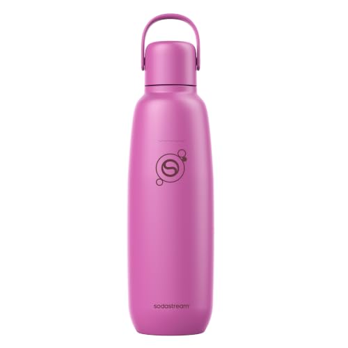 sodastream Fizz & Go Edelstahl-Sprudlerflasche 0,9 l, doppelwandig isolierte Thermosflasche, hält warm & kalt, für kohlensäurehaltige Getränke, kompatibel mit DUO, TERRA, ART, ENSO & mehr, Guava Pink