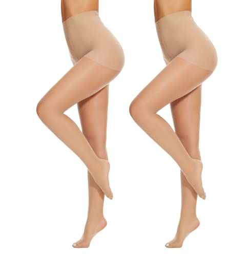 Mesing Damen Strumpfhosen Transparent Reißfest FeineStützstrumpfhose Shaper Silk Strumpfhose 1/2/3er Pack SW2202-Skin2PCS-XL-3XL