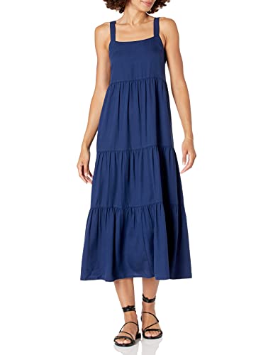 The Drop Damen Britt Maxi-Zeltkleid im Stufendesign, Marineblau, L