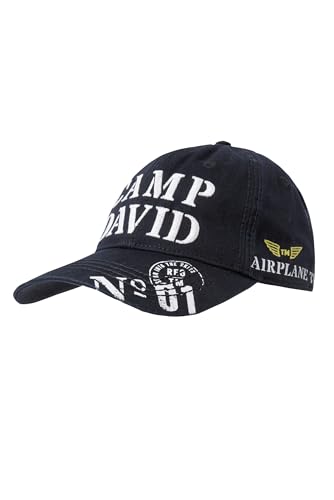 Camp David Herren Base Cap Stone Washed mit Logo-Stickerei und Prints Blue Navy
