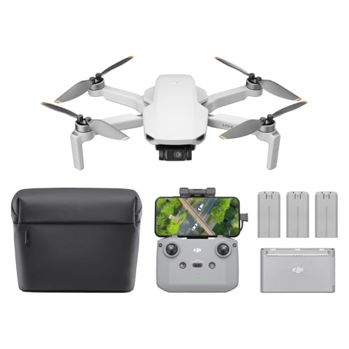 DJI Mini 4K Fly More Set, 4K-UHD-Kameradrohne, < 249 g, mechanischer 3-Achsen-Gimbal, 10 km Videoübertragung, automatische Heimkehr, bis zu 93 Minuten Gesamtflugzeit mit 3 Akkus, QuickShots