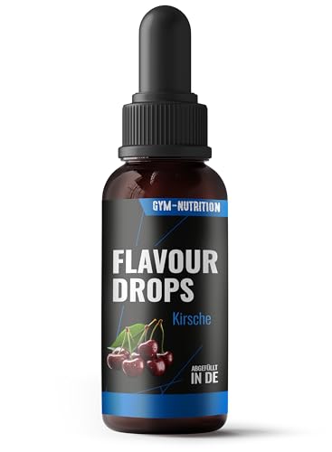Flavour Drops Zuckerfrei 50ml mit Dosierpipette - Flavor Drops Lebensmittelaroma - Flavor Drops Zuckerfrei für Magerquark, Porridge uvm - von Gym Nutrition - Kirsche Geschmack