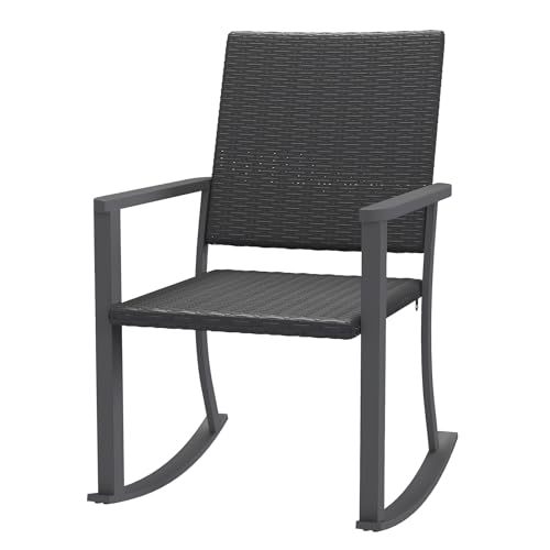 YODOLLA Gartenstuhl, Außen Rattan Feuerschale Terrassestühle mit Armlehnen & Metallrahmen, Allwetter Gartenmöbel-Set für Hinterhof Terrasse Garten (1 STK.)
