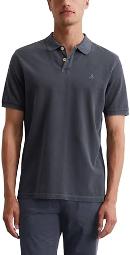 Marc OߴPolo Herren Kurzarm-Poloshirt aus Bio-Baumwolle Regular Fit, Blau (Total Eclipse), L