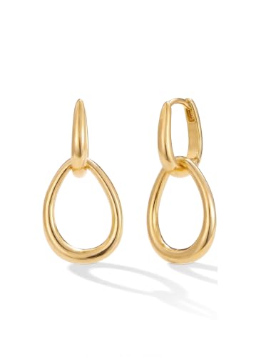 MUMREUES Ohrringe Gold Hängend Creolen 14 Karat Vergoldet Ohrringe Damen