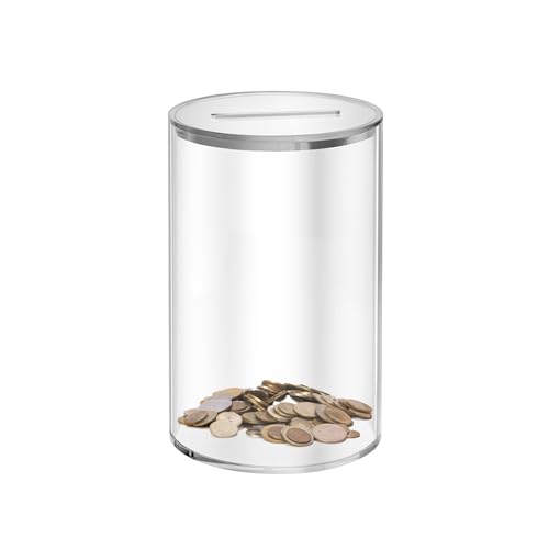 Mini Klare Acryl Spardose zum Öffnen 7×7×11.5cm Transparent Spardose Sparschwein für Erwachsene Kinder