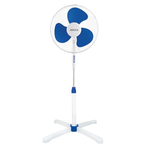 Jocca – Standventilator 40 W/ 3 Geschwindigkeiten/Höhe 45 cm/ 90° neigbarer und oszillierender Kopf/Erfrischend, komfortabel, nützlich (Blau)