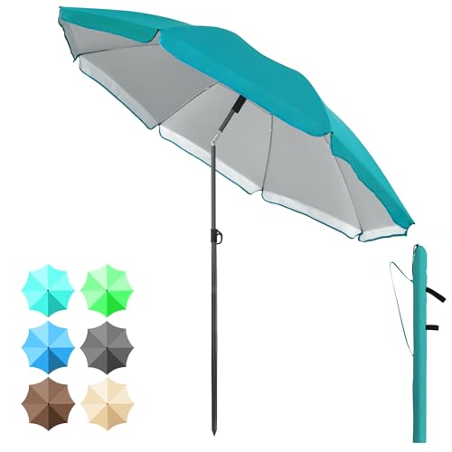 4smile Sonnenschirm Strand 180 cm in Türkis - Höhenverstellbarer Strandschirm SunnyJoy UPF 50+ für Sonnenschutz Strand, Strandschirm windfest stabil - Sonnenschirm mit Schutzhülle, Gartenschirm