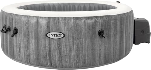 Intex Whirlpool Pure SPA Bubble Massage Greywood Deluxe - Ø 196 x 71 cm, für 4 Personen, Fassungsvermögen 795 l, graue Holzoptik, 28440