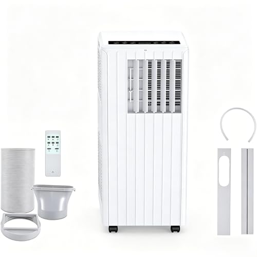 Mobile Klimaanlage 9000 BTU 3-in-1, Kühlung, Entfeuchtung, Belüftung, leiser Betrieb, digitales Display, Fernbedienung, 24-Stunden-Timer, Energieeffizienzklasse A, R290, Rollen