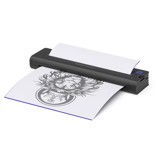 Bisofice A41 Tattoo Drucker Stencil Drucker Tattoo Thermal Transfer mit 10pcs Transferpapier, Thermodrucker Tattoodrucker Kompatibel mit Smartphone, Android iOS Mac Windows