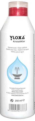 Caseeto Yloxa KRISTALLKLAR - Wasserzusatzkonzentrat für Brunnen, Wasserwände, säulen, kaskaden und Vernebler im Innen- und Außenbereich - 250 ml Flasche