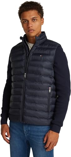 Tommy Hilfiger Herren Weste Core Packable Recycled mit Stehkragen, Blau (Desert Sky), L