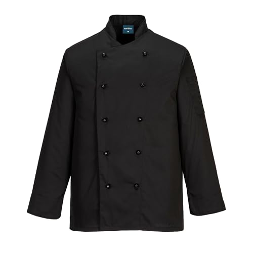 PORTWEST C834 - Somerset Kochjacke, 1 Stück, L, Schwarz, C834BKRL