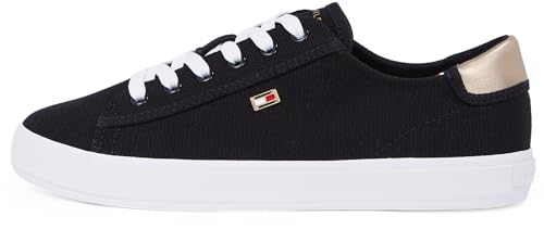 Tommy Hilfiger Damen Vulcanized Sneaker Canvas Lace Up Elegant, Schwarz (Black), 36