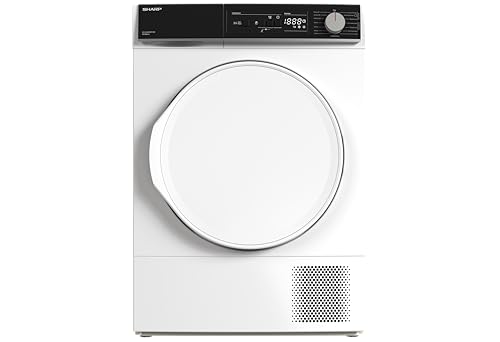 Sharp KD-NHA8S8P1W3-DE Wärmepumpentrockner, C, 8 kg, 15 Programme inkl. 30 Min. Kurzprogramm, Schontrommel mit LED-Beleuchtung, Weiß