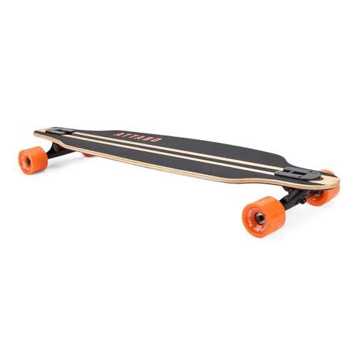ATTABO Longboard FLOWRIDER in Schwarz - 9 x 38 Ahornholz-Deck, 7 Aluminiumachsen, ABEC-7 Kugellager, 70x51 mm 78A Rollen - Stabilität und Komfort für Stadtfahrten & Abfahrten