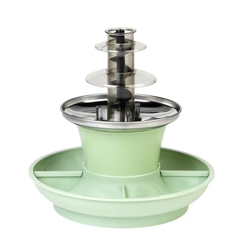 Giles & Posner Mini-Schokoladenbrunnen – Elektrische 3-Stufen-Maschine, automatisches Abschalten, 0°C bis 50°C, Käsefondue-Set, abnehmbare Lebensmittelschalen, 25W, Grün