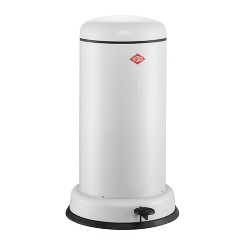 WESCO Baseboy Abfallsammler in der Farbe weiß matt, pulverbeschichtetes Stahlblech, 20 Liter Volumen, Metall-Einsatz, eingebauter Dämpfer, Metall-Fußtritt mit Gummitrittfläche