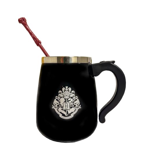 Harry Potter Tasse mit Zauberstab, Selbstrührende Tasse, Ein Muss Für Muggel & Magier, 350ml, Harry Potter Kaffetasse Selbstrührend