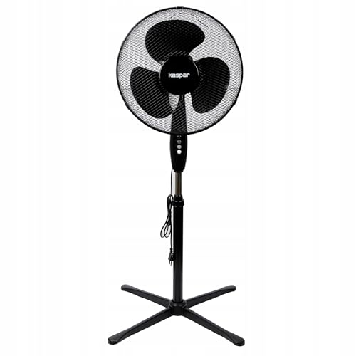 Kaspar Ventilator Standventilator mit 3 Windgeschwindigkeiten Oszillationsfunktion Schwenkfunktion 40 W 40 cm Durchmesser Höhenverstellbar Kreuzfuß Grau