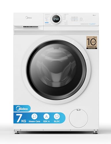 Midea MF10EW70B Waschmaschine / 7kg / 1400 U/Min/EEK A/Inverter Quattro Motor/Dampffunktion/Grosse Trommel/Nachlegefunktion/Kindersicherung/AquaStop, Weiß