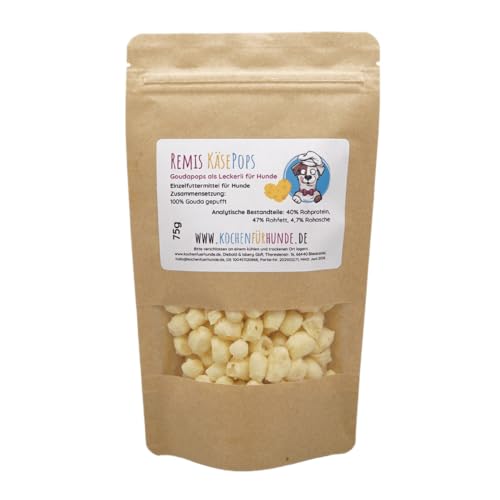 Remis Käsepops für Hunde, 100% Gouda, Knusprige Leckerlis, 100% Gepuffter Käse, besonderer Belohnungssnack, die beliebten Käsepops von Kochen für Hunde