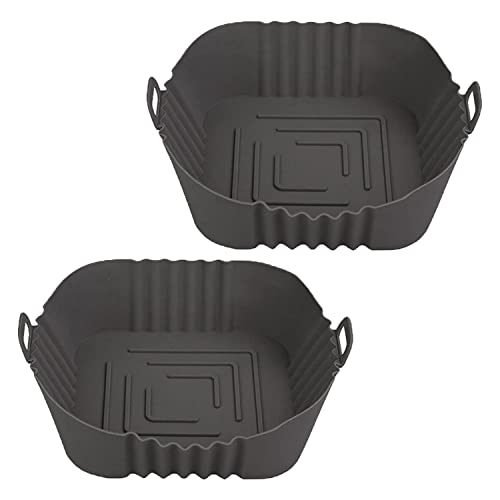 Kliplinc Silikontopf f¨¹r HEI?Luftfritteuse, 8,5, Wiederverwendbare Eins?TZE f¨¹r HEI?Luftfritteusen, Quadratisch, Zubeh?R f¨¹r HEI?Luftfritteusen, Silikon (2 X)