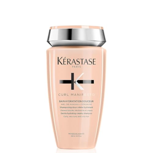 Kérastase Pflegendes Shampoo für lockiges und krauses Haar, Mit Manuka Honig und Ceramiden, Bain Hydratation douceur, Curl Manifesto, 250 ml