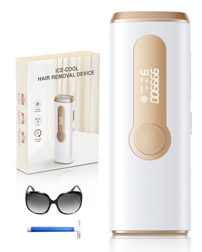 Haarlosy IPL Geräte Haarentfernung Laser mit Gefrierfunktion, Schmerzfreie Haarentfernungsgerät mit HR/SC/RA Erweiterte Funktionen,999,900 Lichtimpulse und 9 Energiestufen für Körper, Gesicht, Bikini