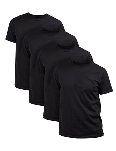 Basic Treasure 4-Pack T-Shirt Herren Schwarz 100% Baumwolle, Schwarze Tshirt Herren, T-Shirt Männer, Tshirt Herren Schwarz - XL