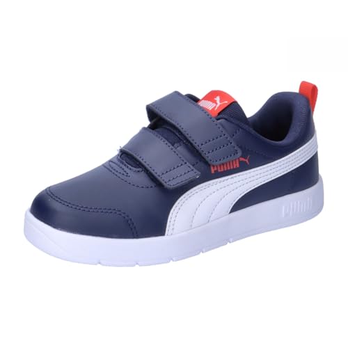 PUMA Jungen Unisex Kinder Courtflex V3 V Inf Sneaker, Navy White Red, 27 EU