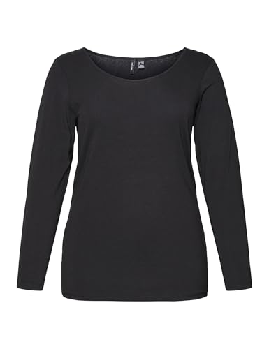 VERO MODA Curve Damen Vmpaxi Ls Soft U-Neck - Curve Noos U Neck, Schwarz, 48-50 Große Größen EU