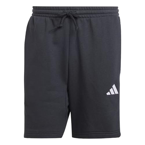 Adidas Men's Essential Three Stripes French Terry Short, Black/White, M