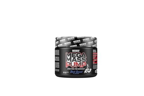 Weider - Mega Mass Pump - Hochdosierter Pump-Booster ohne Koffein - Pre-Workout Shake, mit Citrullin und Arginin - Aminosäuren Komplex - 270g - Black Currant