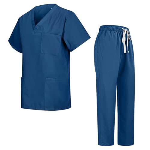 Beautyshow Unisex-Schrubb-Set, Schlupf-Kasack & Schlupfhose, Medizinische Uniformen, Schlupfjacke Oberteil mit Hose, Krankenschwester Krankenhaus Berufskleidung Medizin Arzt Uniform, XL