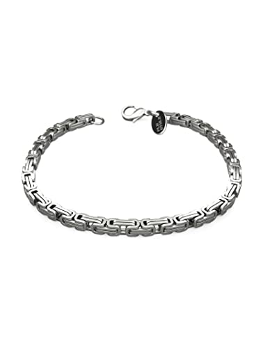 Fly Style Byzantiner Königskette Armband Herren - Königsarmband Edelstahl silber poliert - 5mm breit, 22cm lang