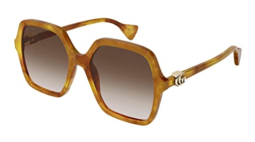 GUCCI Womens GG1072S Sunglasses, Havana-Havana-Brown, 56