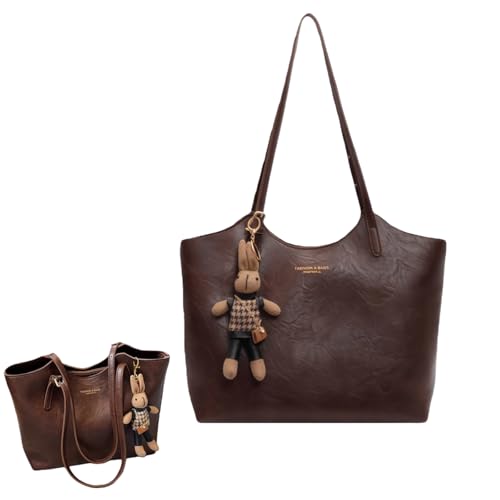 AAFGVC ELENA Tasche, dunkelbraune Damen große Handtasche, elegante Umhängetasche, PU-Leder Umhängetasche, geeignet für Arbeit, Schule, Büro und Freizeit (Kaffee)