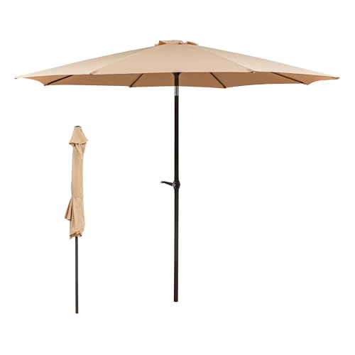 Thanaddo Sonnenschirm 300 cm, Sonnenschutz UPF 50+ Strandschirm, beidseitig um 30° knickbar, windfest stabil Gartenschirm für Balkon, Garten, Terrasse, Strand, Outdoor, ohne Ständer (Khaki)