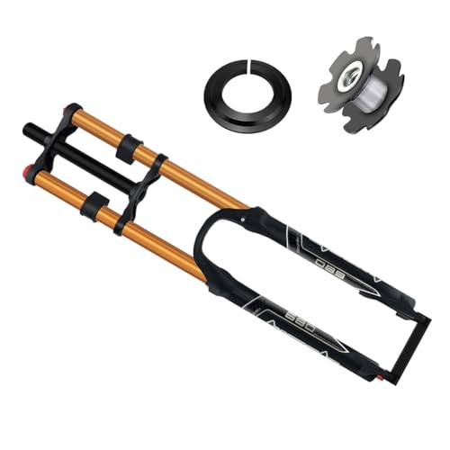 26 27,5 29 Zoll Mtb Fahrrad Federgabel Scheibenbremse Federweg 130mm Downhill-Gabel Zugstufeneinstellung Doppelte Schulter DH Luft Gerade 1-1/8 Ultraleicht Fahrrad Stoßdämpfer ( Color : Gold , Size :
