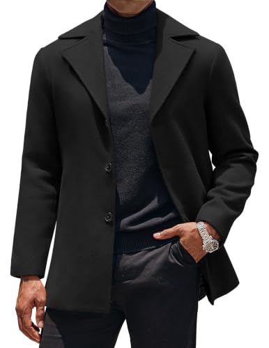 COOFANDY Herren Mantel Wintermantel Business Elegant Schwarz M