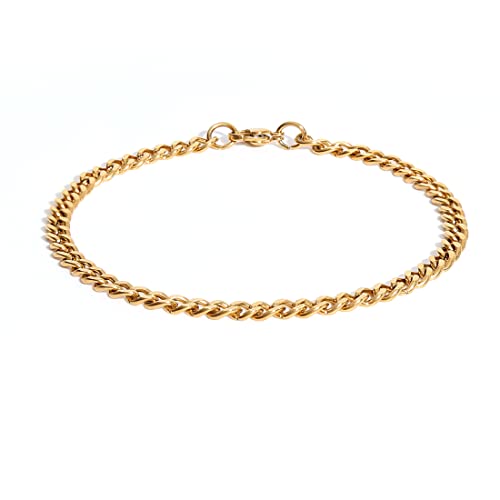 Made by Nami Herren-Armband aus Edelstahl - Silber-Armband Männer in versch. Größen & Farben - Cuban Link Armkette - Dezenter Herren-Schmuck - Geschenk-Idee für Ihn (Gold, 20-cm, 4mm)